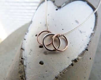 Delicate sterling silver chain 45 cm with three trailers