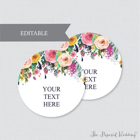 editable wedding tags printable floral wedding labels