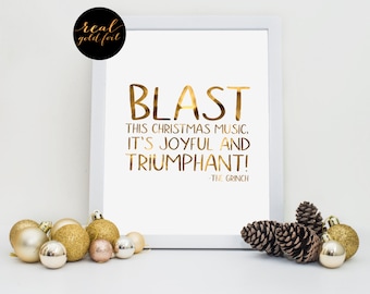 The Grinch Movie Quote, Real Gold Foil Print