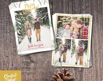 Christmas Card Template - Photoshop template 5x7 card - CNCC1606