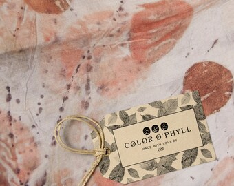 COLOR O'PHYLL ----- Eco-Print -Coloured with Leaves, Hand-Made, 100% Silk Scarf. Perfect Mother’s Day Gift.