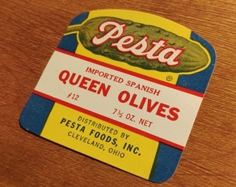 10 Pesta Brand - Imported Queen Olives Jar Labels - South Shore Packing Corp.