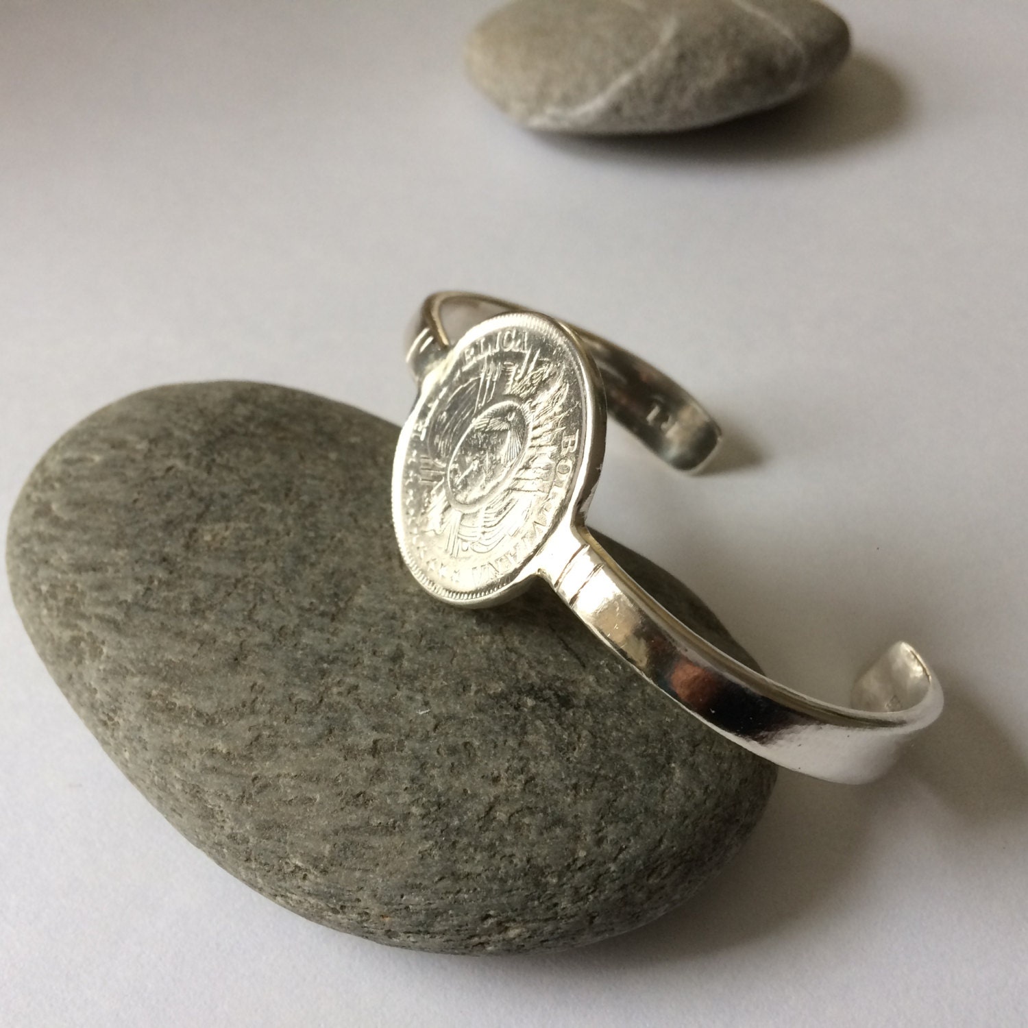 Mens Silver Coin Bracelet Unique Repurposed Sterling