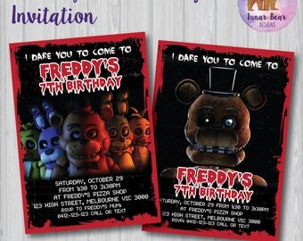 Five Nights at Freddy's Invitation, FNAF Invitation, FNAF Invite, FNAF Party, Spooky Invitation, Kids Horror, Friday Nights at Freddy's