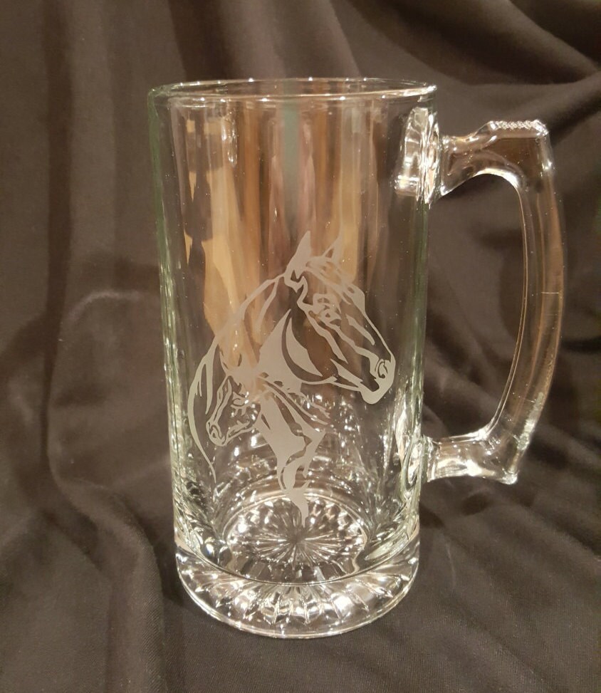 Etched glass Horse and Foal Mug