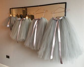 Handmade Lavender Grey Tulle Skirt/Tutu | Perfect For Flower Girls, Bridesmaids, Weddings, Ballet, Fancy Dress. Any Colour & Size Available