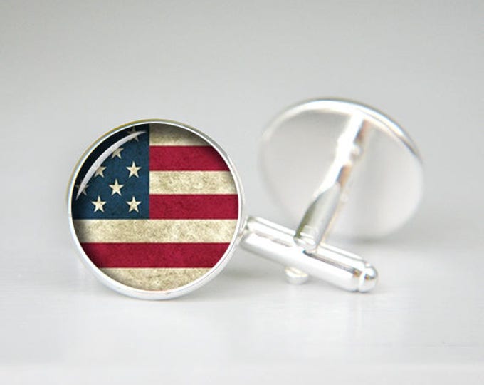 American Flag cufflinks, Stars And Stripes cufflinks, Patriotic cufflinks, America United States 4th of July Art cufflinks