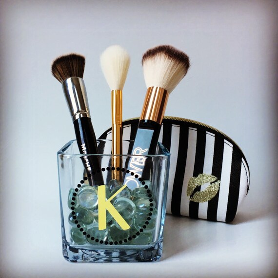 Personalized Makeup Brush Holder Initial Only Cosmetic