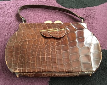 Vintage Crocodile Leather Handbag, maker unknown