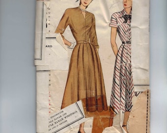 1950s Vintage Sewing Pattern Simplicity 2360 Misses One Piece Dress Size 16 Bust 34 50s