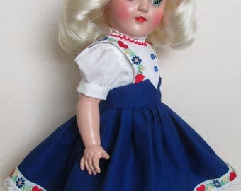 For P-91 16" Ideal Toni Doll - Tyrolean Dress in Blue, Inspired by Original