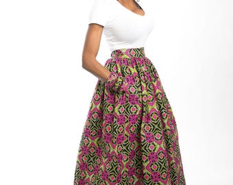 African skirt clothing, African clothing, African maxi skirt, African print skirts, Ankara skirt, Ankara clothing, High waist maxi skirt