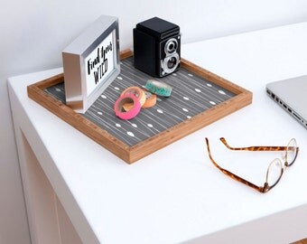 Serving Tray // Bamboo // Square // Modern Geometric // Eco-Friendly Home Decor // Office // Dorm // Entangled Grey Design // Modern Home