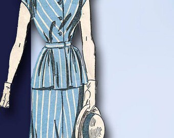 1940s Vintage Advance Sewing Pattern 4864 Misses Two Piece Peplum Dress Sz 30 B