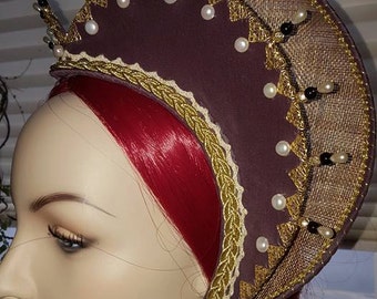 Elizabethan, Attifet, Renaissance, Tudor, Headdress, Double Row - MADE TO ORDER