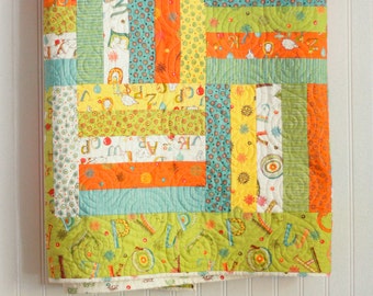 SALE - Twin Size Rail Fence Quilt - Mind Your P's and Q's - READY-2- SHIP - Homemade Quilts - Handmade Quilts