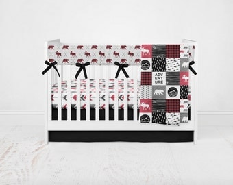 Baby Bedding Happy Camper Set - Woodland Animal Bedding- Woodland Crib Sheet- Arrow Crib Sheet- Bear Crib Sheet-Crib Bedding-Crib Blanket