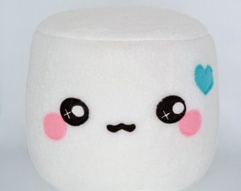 Marshmallow plushie - pillows cushions chocolate dipped novelty round kawaii food sweets geekery