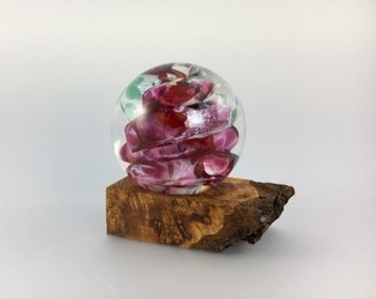 Glass Marble and Wood Stand by Jonathan Winfisky - Paperweight