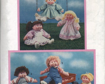 Soft Sculpture Doll Clothes Pattern, 1980s 16 Inch 18 Inch Doll Clothes Pattern, Doll Jogging Suit, Dress, Pinafore, Overalls, Shirt Pattern
