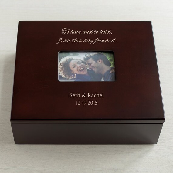 Personalized Wedding Keepsake Box with Photo Lid Personalized