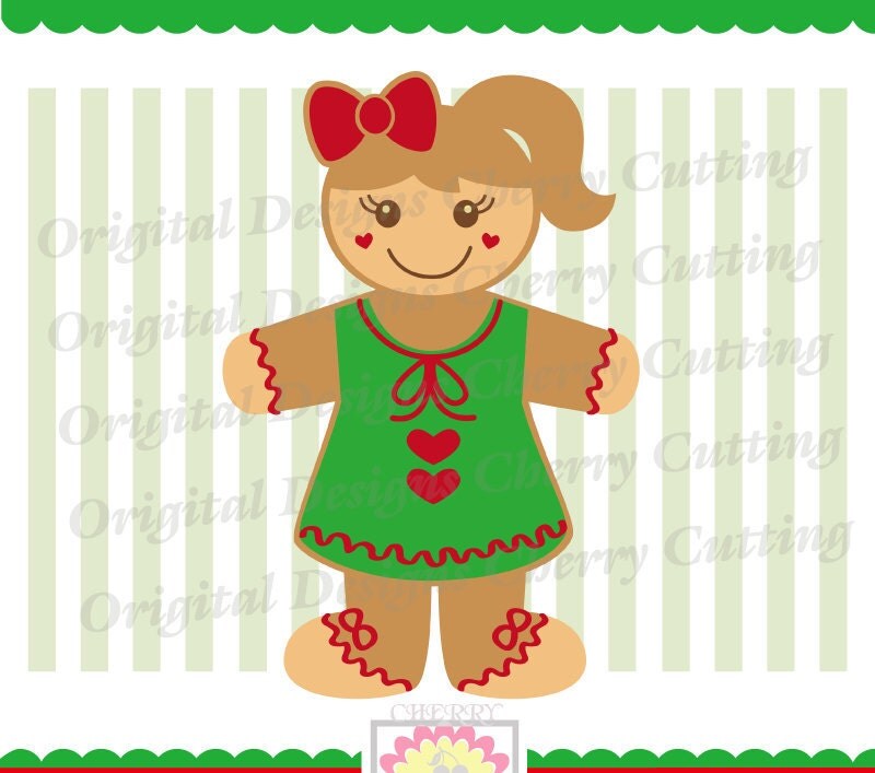 Gingerbread Girl svg dxfChristmas Silhouette and Cricut Cut