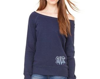 Monogrammed off the shoulder sweatshirt, Monogram Sweatshirt, Oversized Sweatshirt, Monogrammed Sweater, Pullover Sweatshirt