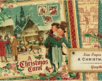 Graphic 45 Christmas Carol 12x12 Paper Set - 1 of each 8 design papers
