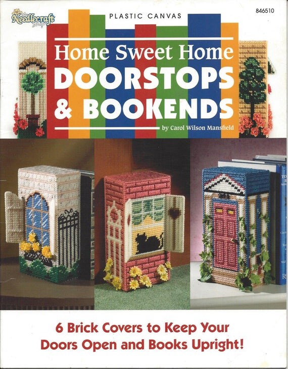 Home Sweet Home Doorstop & Bookends Plastic Canvas Pattern Book, Brick