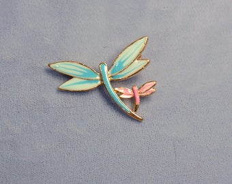 Dragonfly Vintage Brooch ~ Mother's Day Pin ~ Mother and Child Enamel Dragonflies Pin from the 1980's