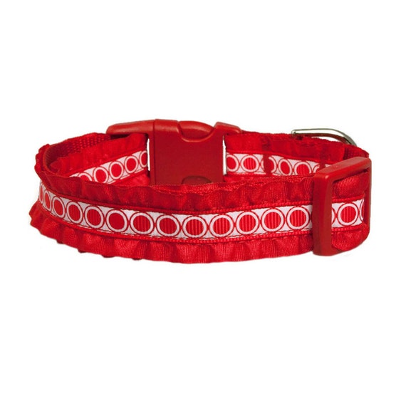 Ruffle Dog Collar 3/4 Red Dog Collar