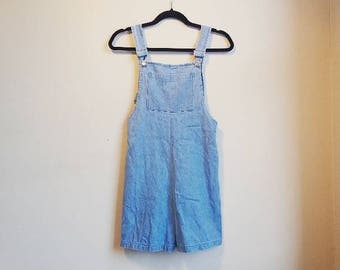 Vintage Denim Dungarees Shorts Light Blue Overalls Women's Small Ladies Retro Playsuit Buckles Pocket Festival Summer Dungarees