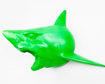 Shark Wall Mount, Shark Head, Shark Decor, Taxidermy, Fishing, Shark Statue, Shark Figurine, Shark Jaws, Ocean Decor, Faux Taxidermy,