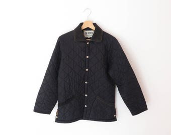 Husky of Tostock Made in England Black Quilted Nylon Jacket, sz. 36 = M