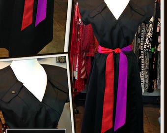 Vintage Black Dress with Pockets FREE SHIPPING