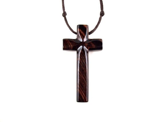 Large Wood Cross Necklace Mens Large Cross Pendant Mens
