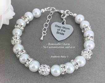 Step Mother of the Bride Bracelet, Stepmom of the Bride Bracelet, Pearl Bracelet, Gift for Stepmom, Mother in law Gift