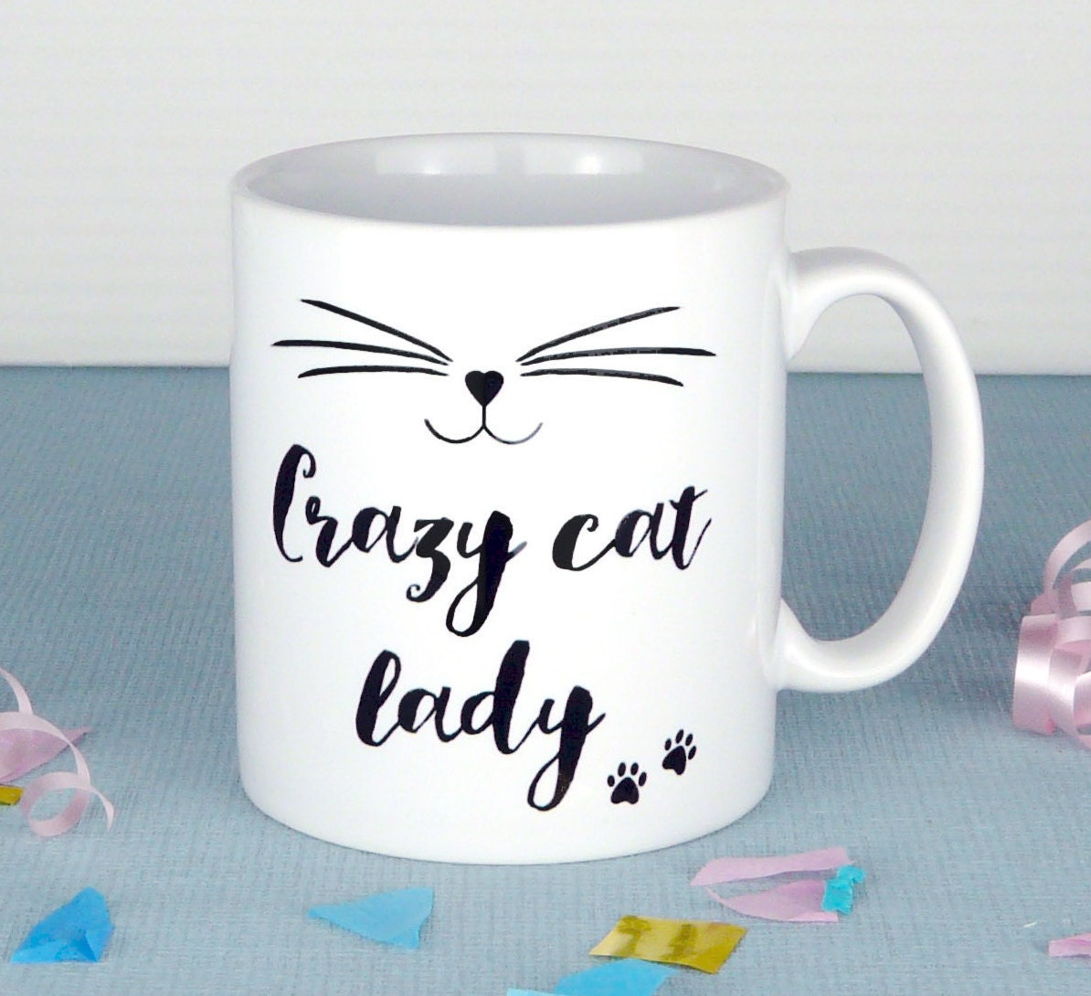 Crazy Cat Lady Mug New Design With Paw Prints Kitten Mug