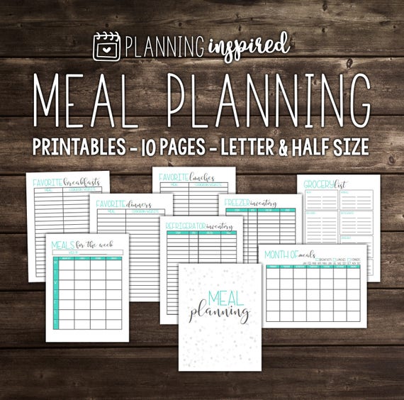 Meal Planner, Printable Meal Planner, Menu Planner, Weekly Meal Planner, Meal Planning, Weekly Menu Planner, 10 Pages, Letter & Half Size