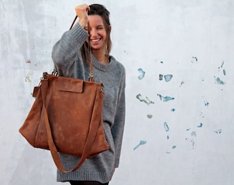 Brown leather tote, Leather tote, Tote bag, Large leather tote, Oversize handbag, Women leather bag, brown leather bag, Large leather bag