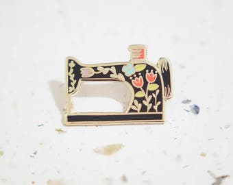 Black Sewing Machine Enamel Pin // Hard Enamel - Enamel Pin - Pin - Lapel Pin - Flair - Brooch - Collar Pin - Hat Pin - By Justine Gilbuena
