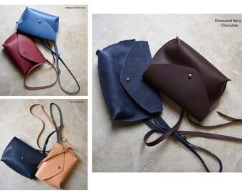 Small Leather Crossbody // Leather Envelope Purse //Handmade leather bag
