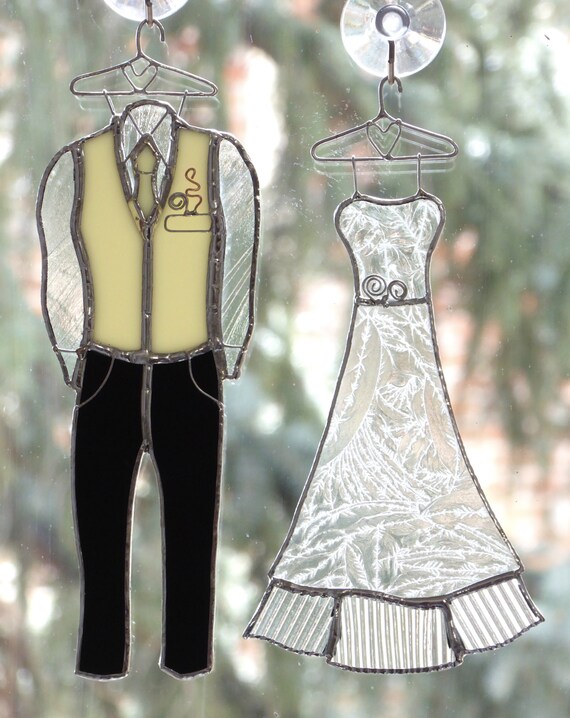 Items similar to Custom Stained Glass Wedding Clothes Bride and Groom