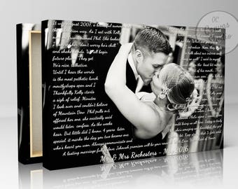First dance lyrics, lyrics canvas print, your photo with lyrics, wedding song lyrics, wedding photo and lyrics, first dance photo, dance art