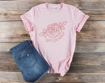 Girl Power Shirt/ Pink Girl Power Shirt/ Resist Shirt/ Feminist Shirt/ Nevertheless She Persisted/ Womens March Shirt/ Womens Graphic Tee