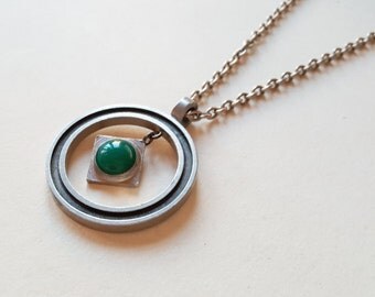 Vintage kinetic pewter pendant necklace, Knut Erik Wallberg, Wege Tenn, Sweden, 1973 (F703)