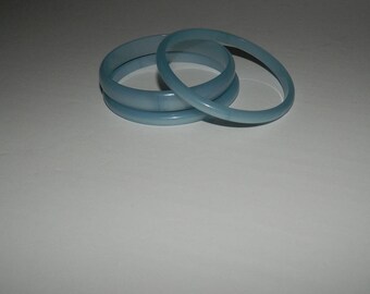 Retro 1970s Set of 3 Light Blue Moonglow Bangles