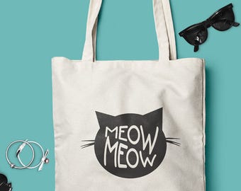 Cotton Canvas Tote Bag Love CATS CAT Bag