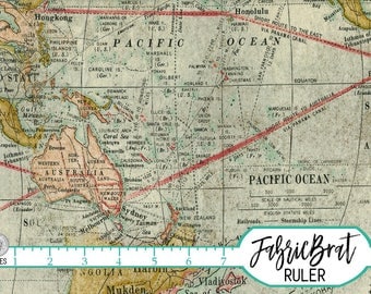 ANTIQUE MAP Fabric by the Yard Fat Quarter Tim Holtz Fabric Vintage Map Cartography Quilting Fabric Apparel Fabric 100% Cotton Fabric t1-32
