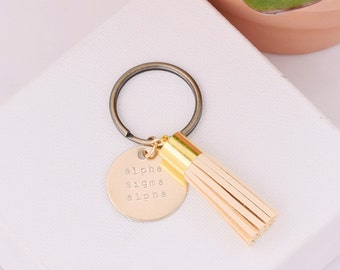 Alpha Sigma Alpha Sorority Keychain, Personalized ASA Sorority Key Chain, ASA Sorority Tassel Keychains, Big Little Keychain